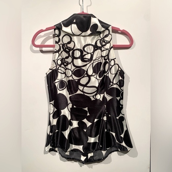 Vertigo Paris Abstract Polka Dot Button Down B&W Tank Top (US XS) - Picture 2 of 2